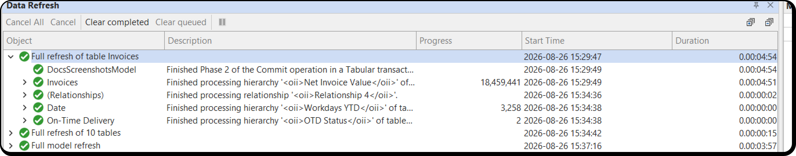 Data Refresh View