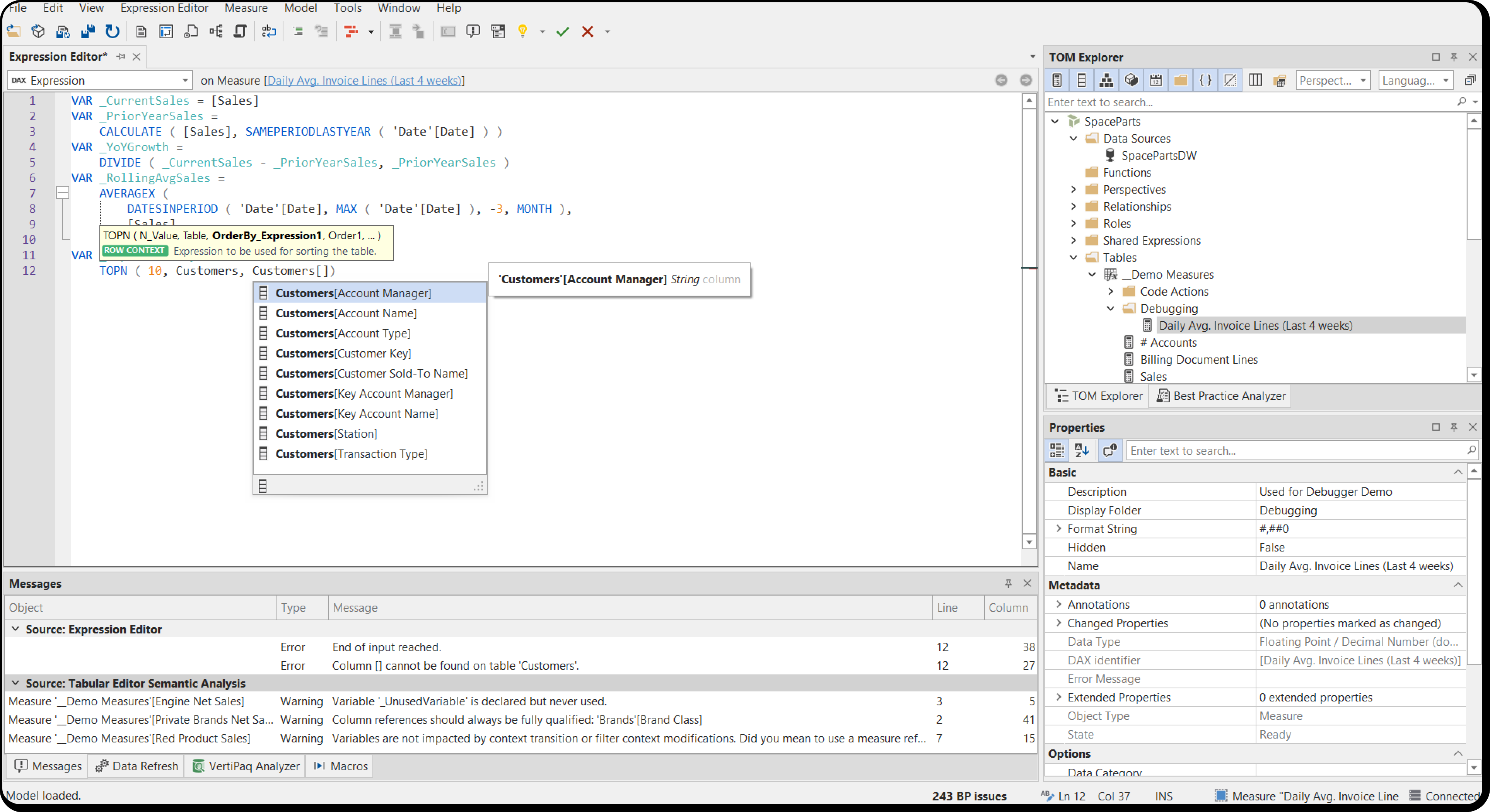 Editing a complex DAX expression