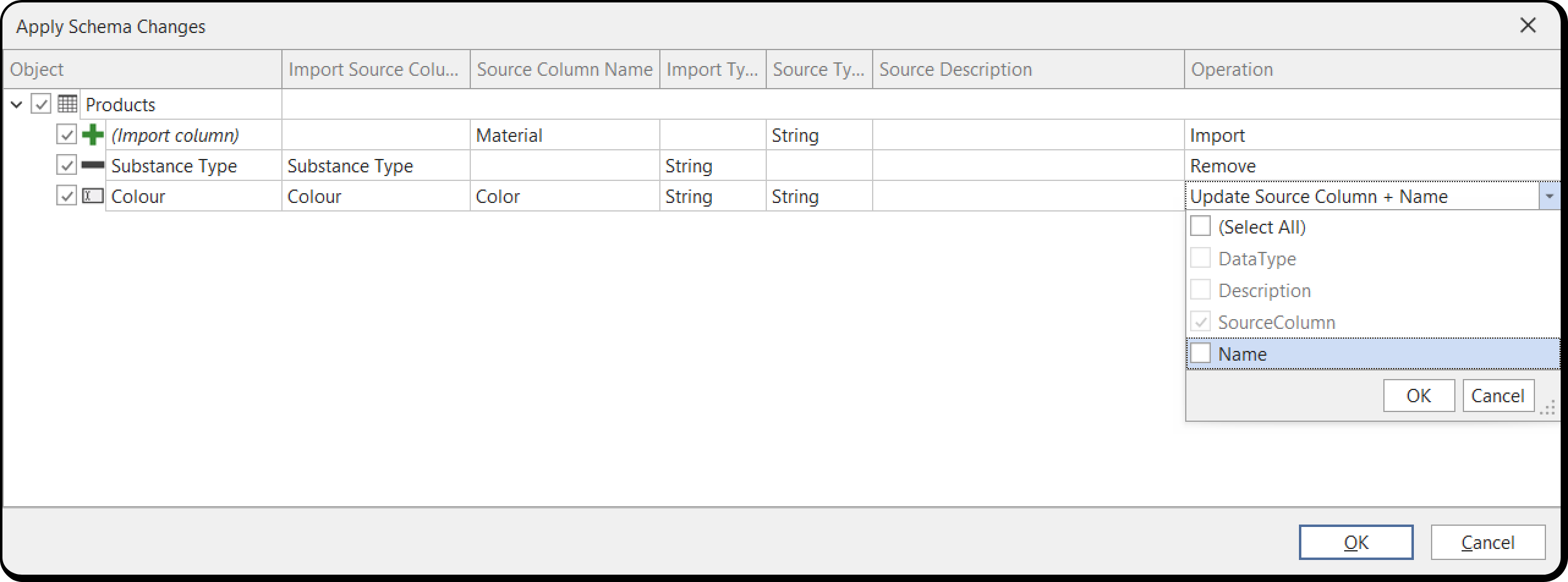 Deselect Name