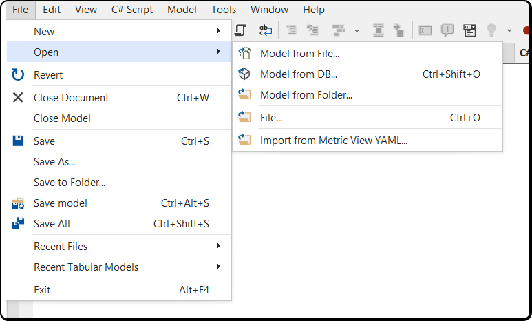 File Menu Open