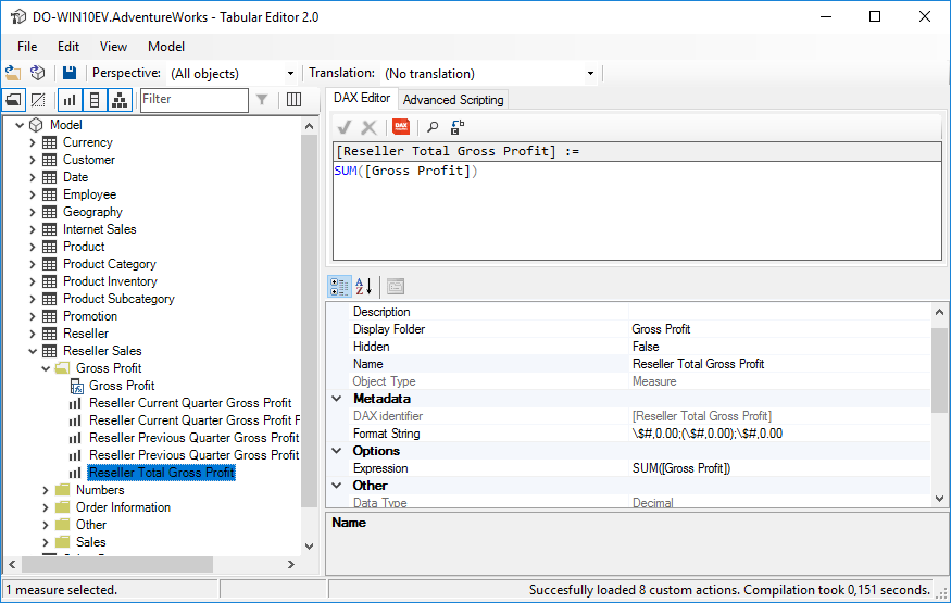 The main UI of Tabular Editor