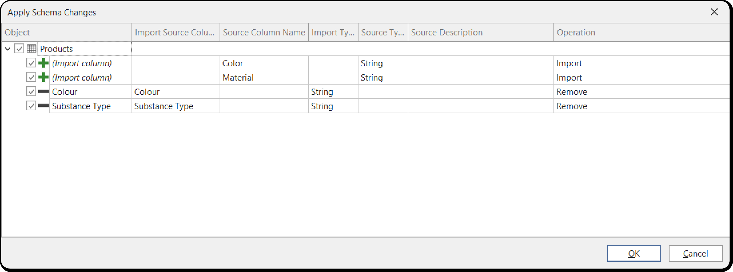 Schema Compare Dialog