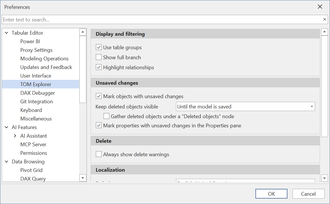 Tom Explorer Settings