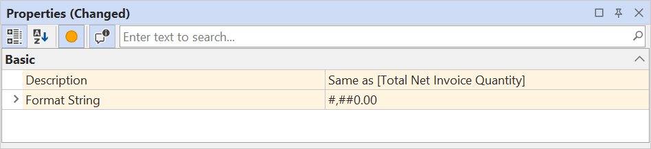 Show changes filter in the Properties view