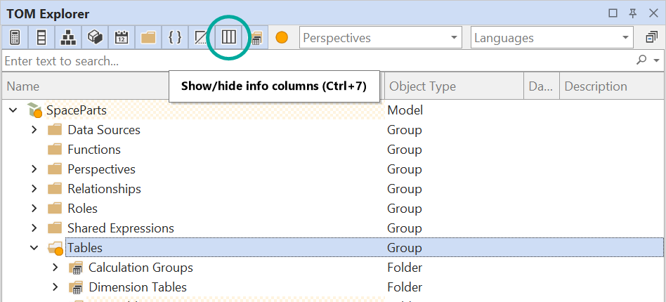 Tom Explorer Show Hide Columns